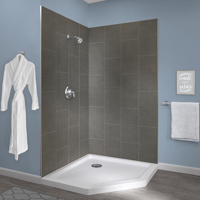 Hazelwood Home Jetcoat™ 78" x 42" x 42" Two Panel NeoAngle Shower Wall
